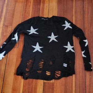 Love Culture Distressed Star Sweater